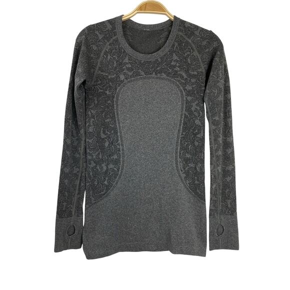 lululemon athletica Tops - Lululemon Swiftly Tech Long Sleeve Crew Tee Women 6 Heathered Black Activewear
